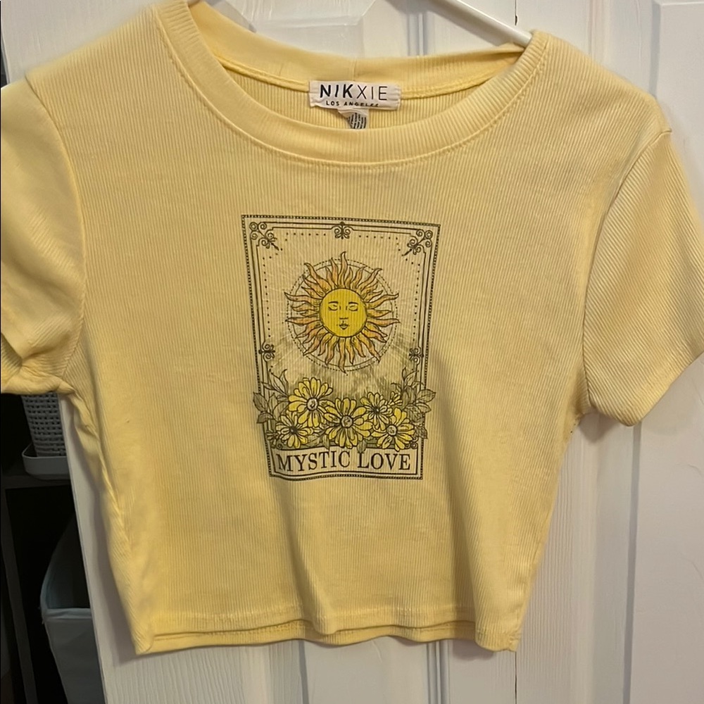 Yellow Graphic Crop Top